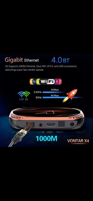 Нов 8K TV Box VONTAR-X4 Android 11.0 Amlogic S905X4 4/64GB UHD