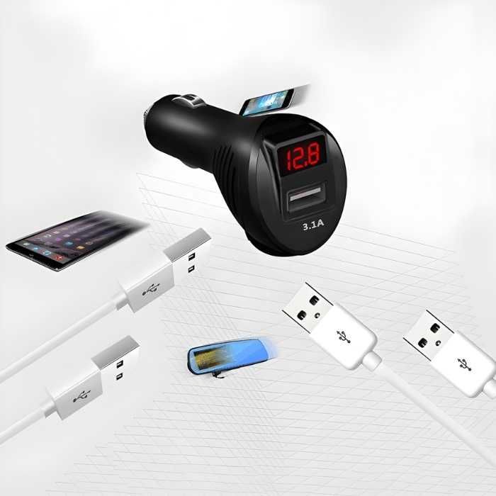 Разклонител за запалка Automat-2 гнезда, USB, Волтметър, 12-24V