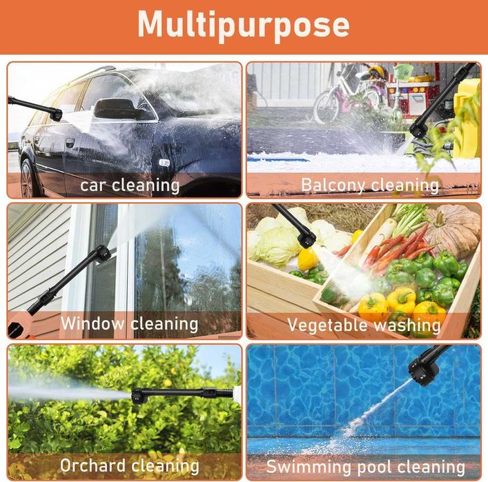 Мощна акумулаторна водоструйка за автомобил дом и градина 300W