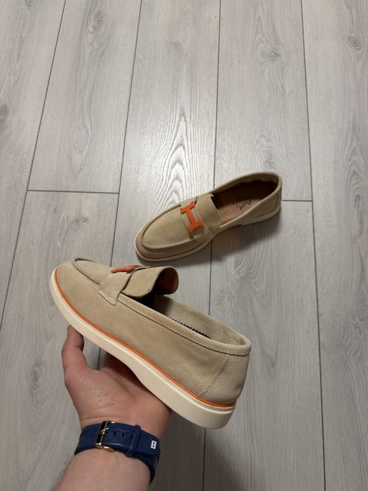 Mocasini/Espadrile Barbati Hermes Crem Piele Naturala!