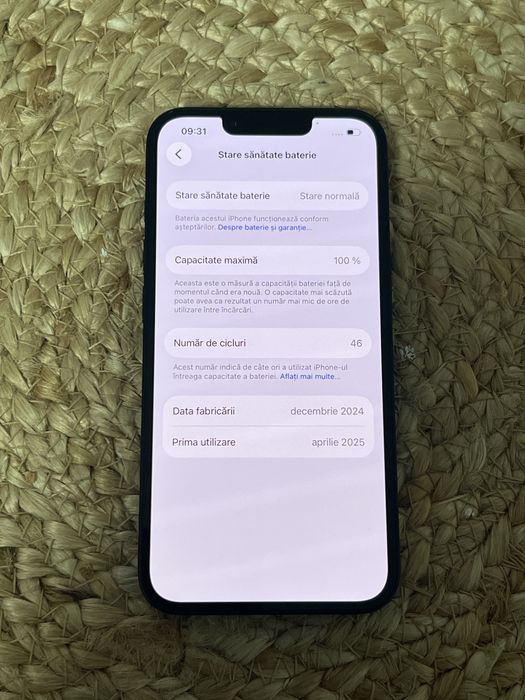 iPhone 16e 128GB Black – 100% baterie – 46 cicluri – Ca nou