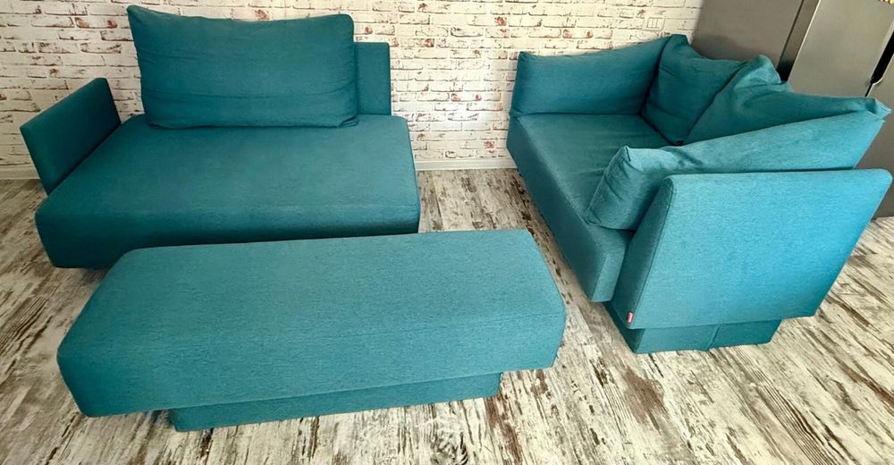 Canapea modulară Feydom Choice 1, culoare turcoaz, dimensiuni 135x215