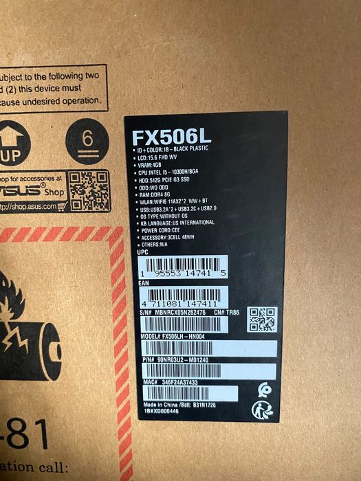 Laptop Asus F15 FX506L