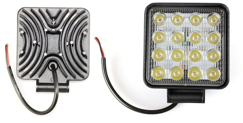 Proiector LED auto offroad 48W 12V-24V, 1440 lumeni, patrat, spot beam