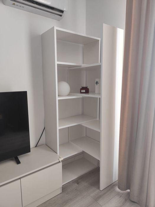 Bibliotecă de colț albă – 185 cm