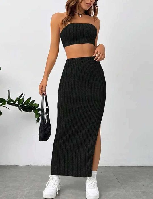 Дамски летен комплект от две части -цвят черен, размери M,L