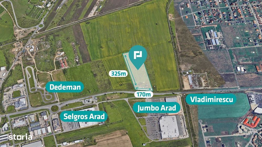 Teren de 55.340 mp, vis-a-vis de Jumbo, Arad