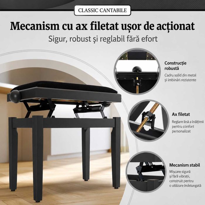 Scaun Pian Classic Cantabile Nuc Inchis Mat