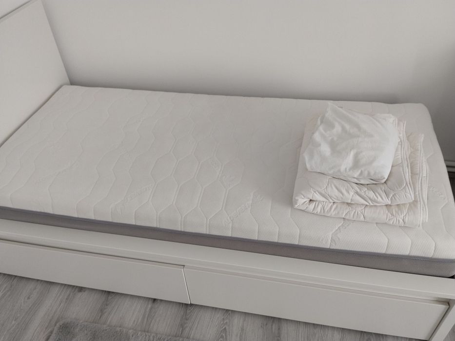 Pat IKEA MALM 90x200 + saltea JYSK Aloe Vera, set complet
