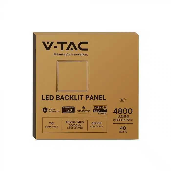 LED Панел 40W 4800lumen V-tac с CREE диоди и 6г гаранция 60×60см за скрит монтаж (за растер) в 4000к или 6400к