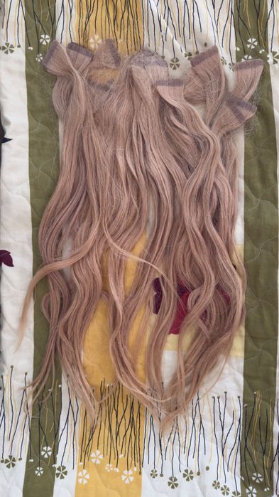 Екстеншъни Mounir Hair стикери 60 бр., естествена руска коса, цвят рус