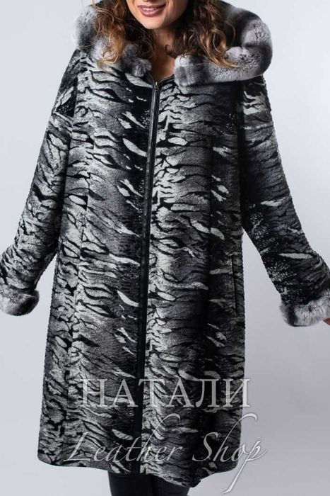 Дамско двустранно кожено манто Дея Black