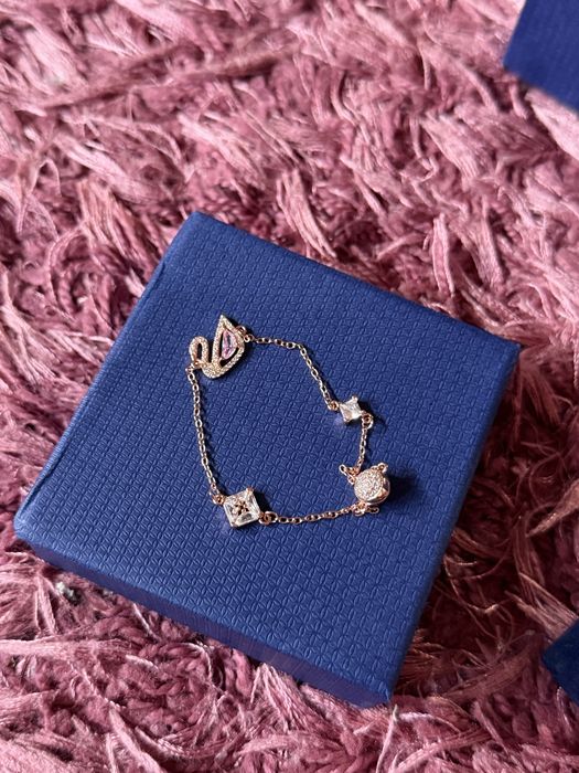 Bratara cu lebada swarovski rose gold 18 cm noua