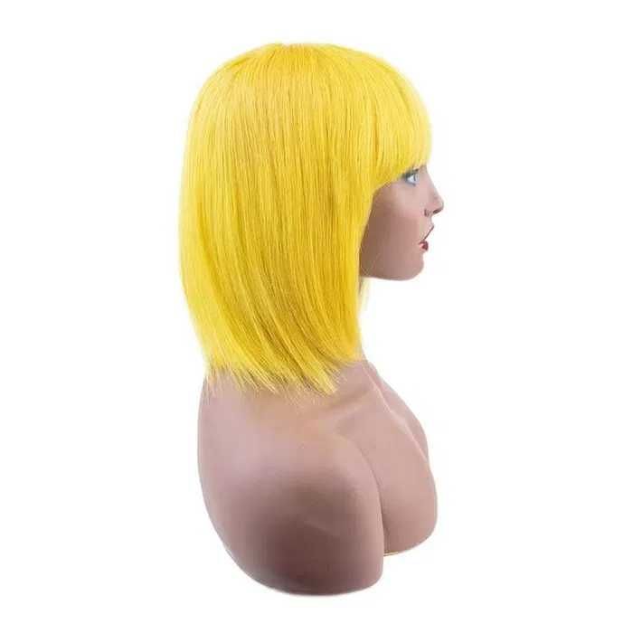 Жълта перука 100% естествен косъм