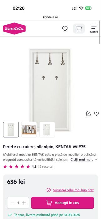 cuier nou din Mdf alb unt