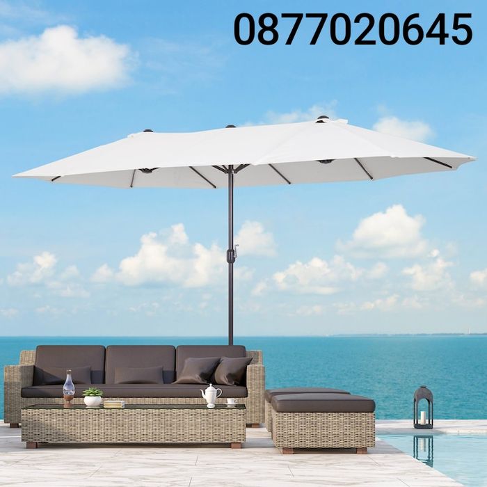 Градински чадър  UV защита, 460x270x240 см, Бежов