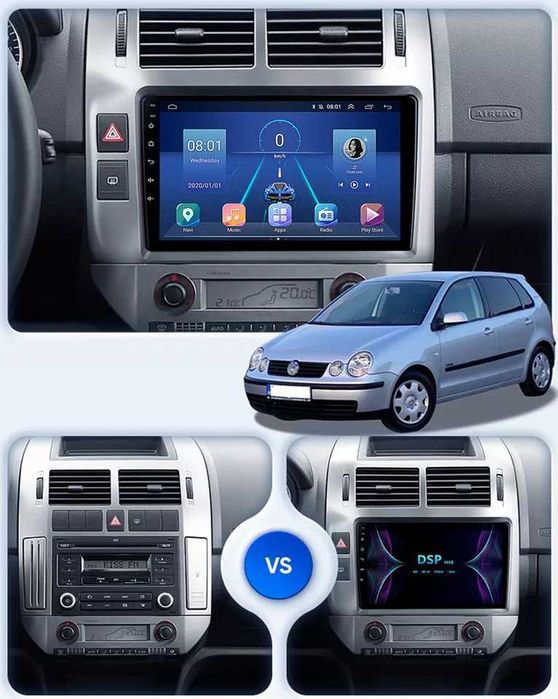 NAVIGATIE Android 14 VW POLO 2004 2011  Waze YouTube CarPlay + CAMERA