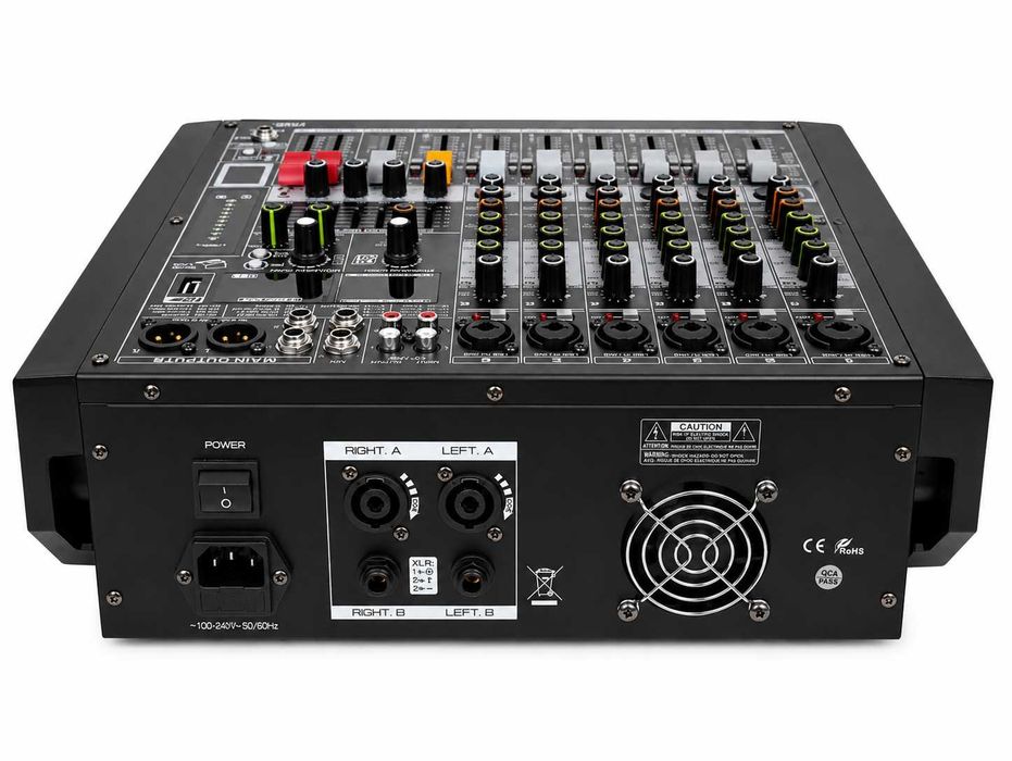 Activ mixer audio 6 canale 2 x 450W ZZPK6 256 Efecte DSP Stereo Bluetooth USB Egalizator cu Amplificator