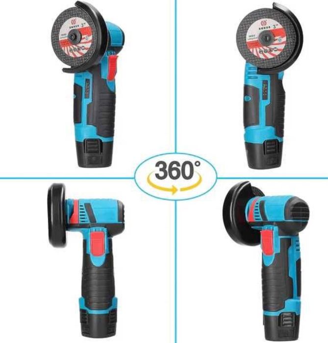 Mini Polizor Flex Electric cu 2 Baterii 12V Disc 76MM + 6 Discuri