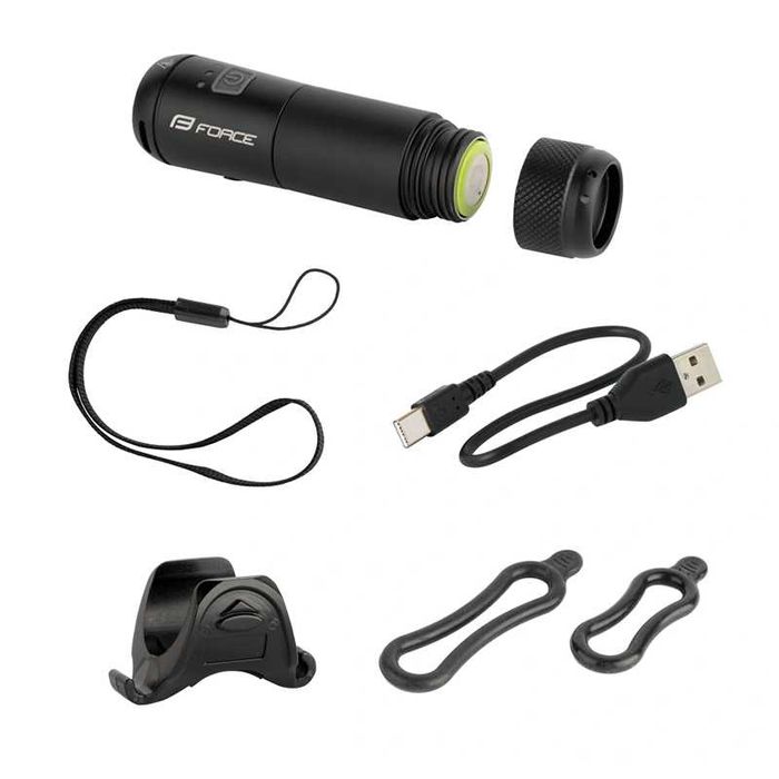 Предна LED светлина за велосипед PEN 700LM USB, Фар, Черна, Алуминиева