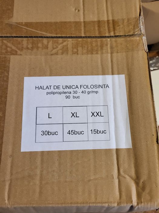 Halate de unica folosinta polipropilena 30-40 gr/m2