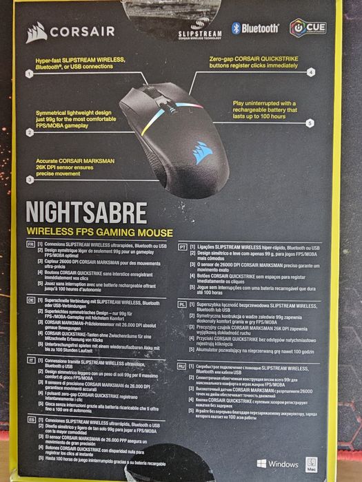 Mouse gaming wireless Corsair Nightsabre /garantie