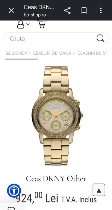 Ceas DKNY gold  dama
Carcasă din oțel inoxidabil. Ramă fixă ​​în