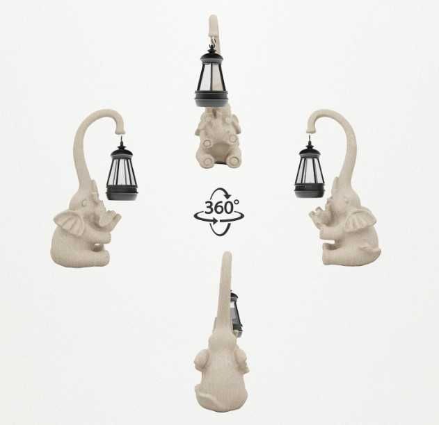 Декоративна статуя Слон със соларно фенерче, градинска фигурка