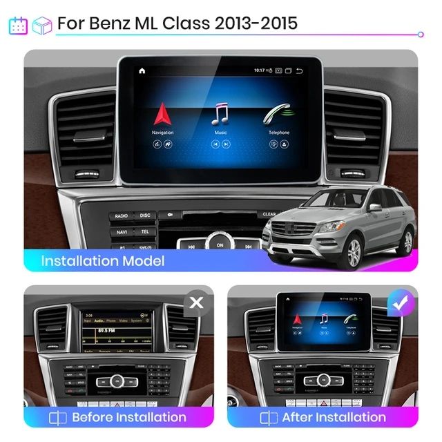 Navigatie Android  Mercedes ML / GLE Stil OEM , Carplay Waze + Camera