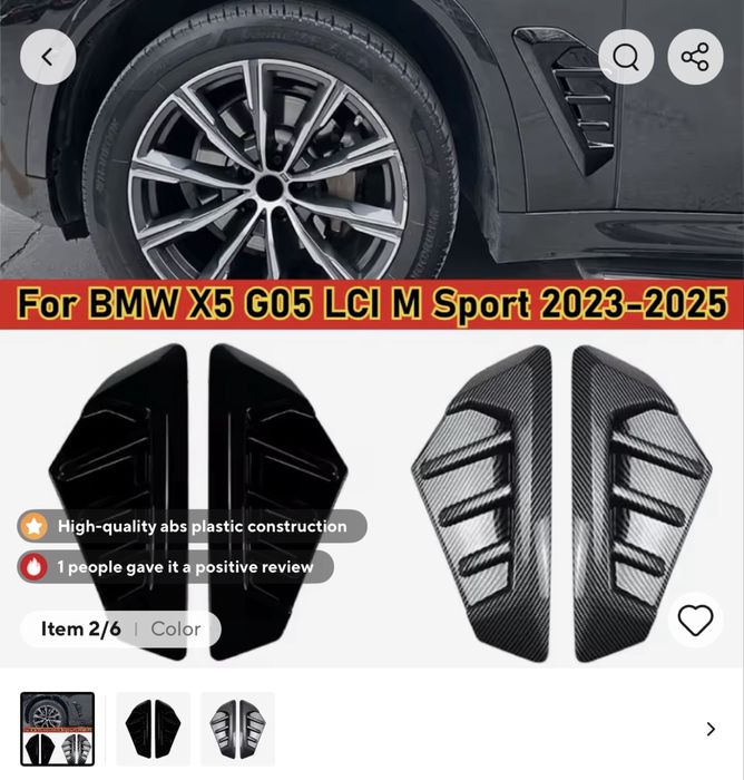 grila de ventilație față auto, aripă, grilaj de ventilație, stil exterior pentru BMW X5 G05 LCI