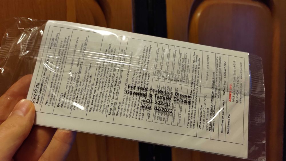 Калиев йодид (KI) 130mg оригинални таблетки йод от САЩ срещу радиация.