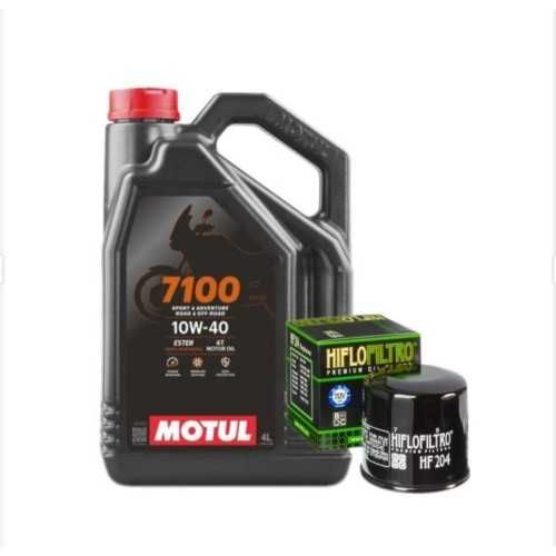 Kit schimb ulei moto Motul 7100 / 5100 10w40 si Hiflo HF204 / HF33