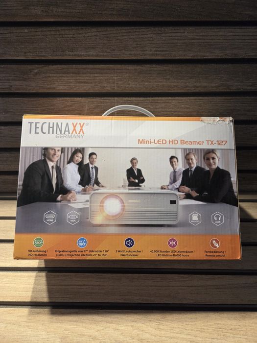 Videoproiector TechnaXX Germany Mini-LED HD Beamer TX-127 difuzor incorporat  HDMI VGA MicroSD AUX 40.000 0re