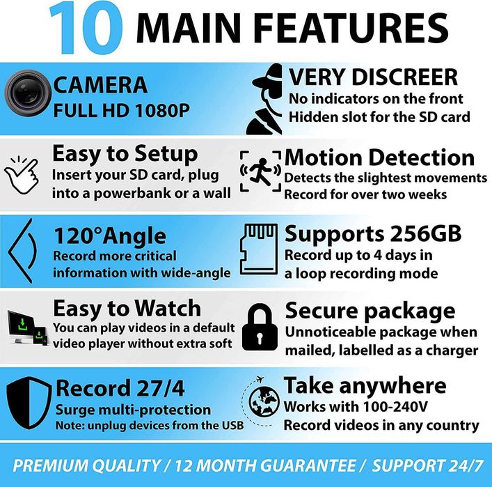 Скрита камера- зарядно  HD от KDXF