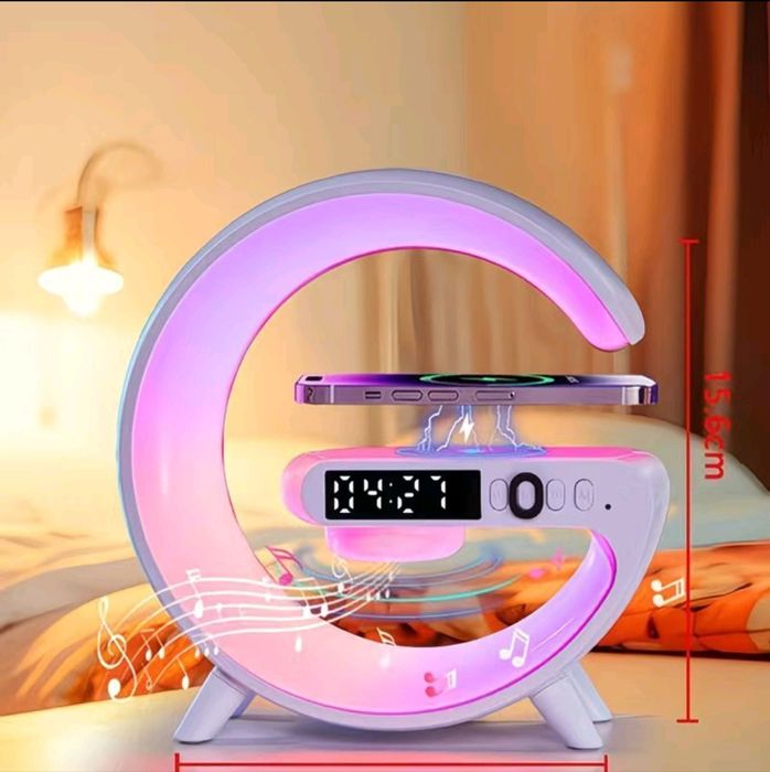 Bluetooth kolonka + simsiz zaryadlovchi + LED tungi chiroq(budilnik bn