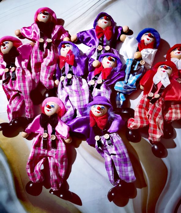 Клоуны 10 шт. Дерево, ткань