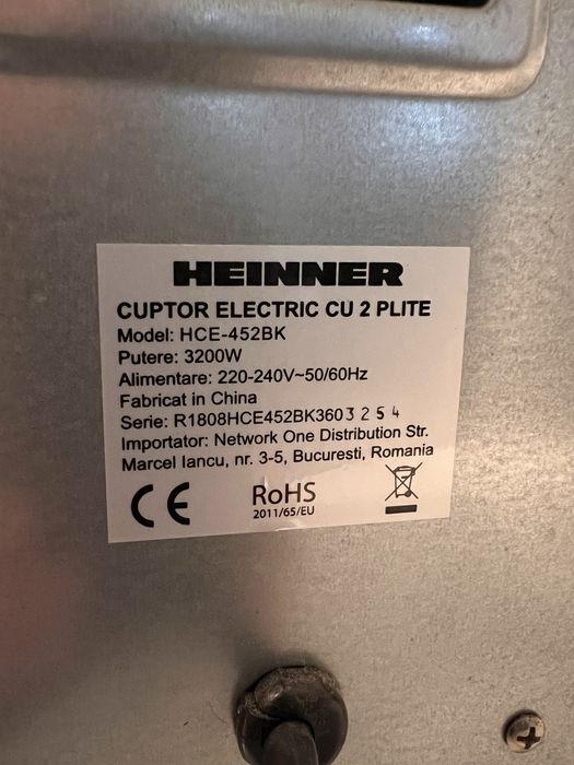 Cuptor electric Heinner cu doua plite, folosit de trei ori