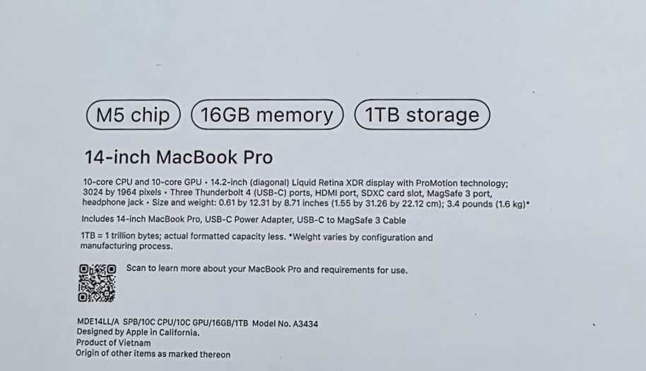 MacBook Pro 14″ M5, 16GB RAM, 1TB SSD – SIGILAT, Space Black