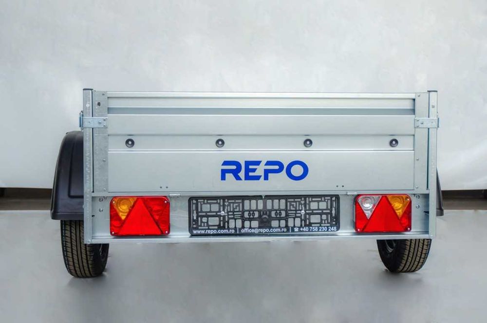 Remorca auto 750kg,REPO ROMANIA,CIV,roata manevra si nr rosu GRATUIT cu asigurare