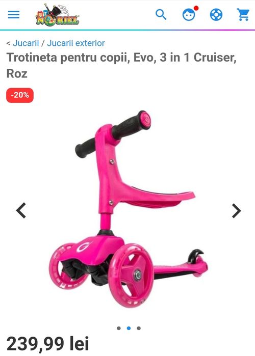 Trotineta Noriel 3 in 1 roz