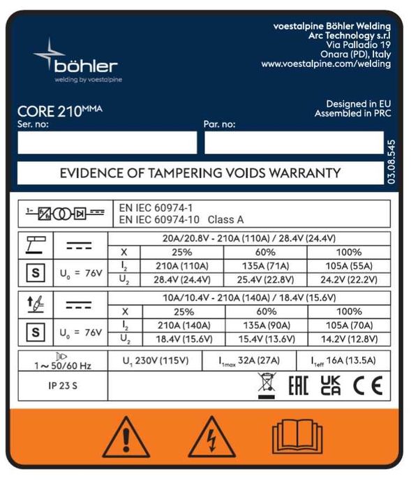 Заваръчен апарат, електрожен, Bohler Core 210