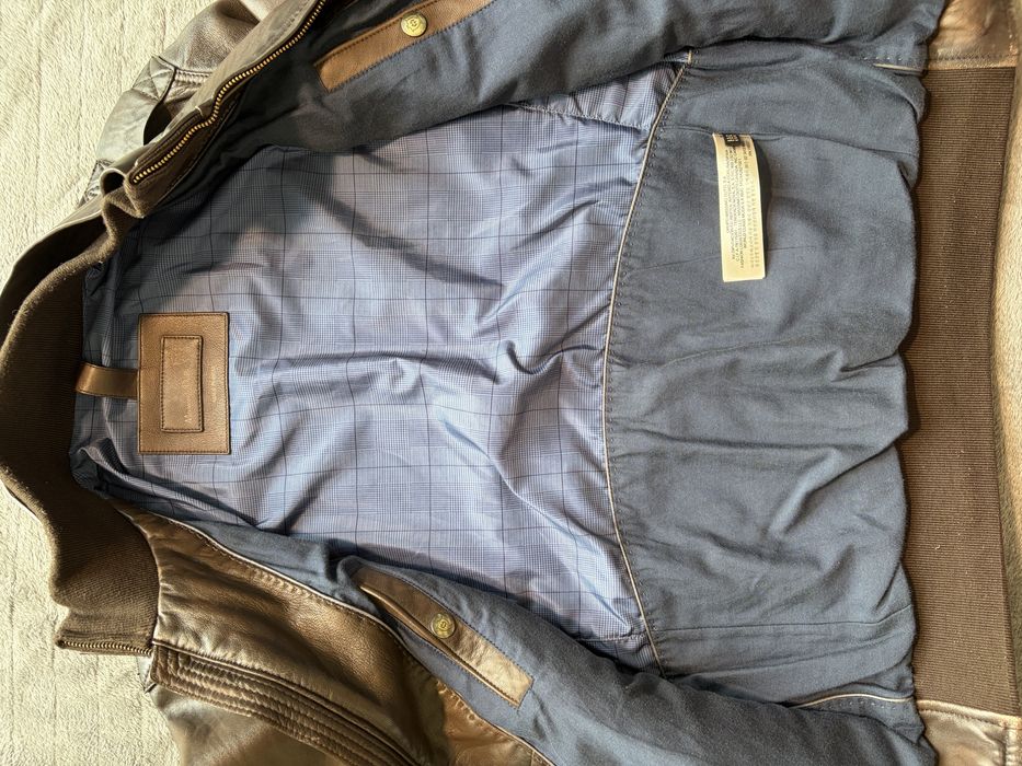 Geaca piele primavara maro bomber/biker massio dutti barbati