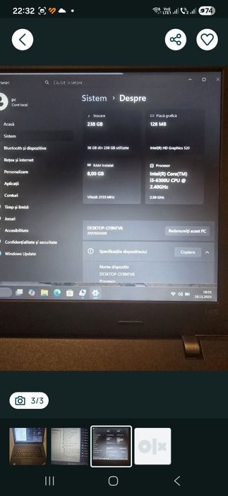 Lenovo L470, i5-6300, ram 16gb, ssd 256gb