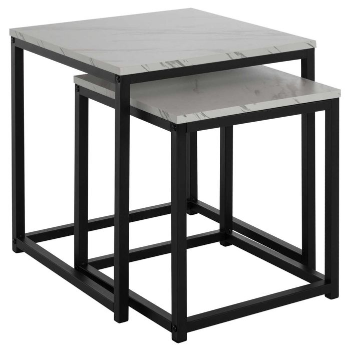 Комоплект Помощни маси Грей HM8762.12 цвят черен-бял мрамор