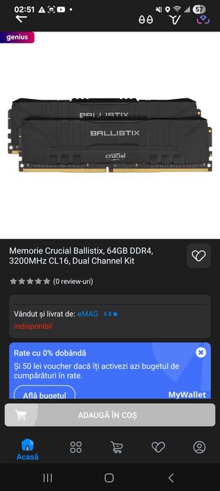 Memorie Crucial Ballistix 64 gb  2 x 32