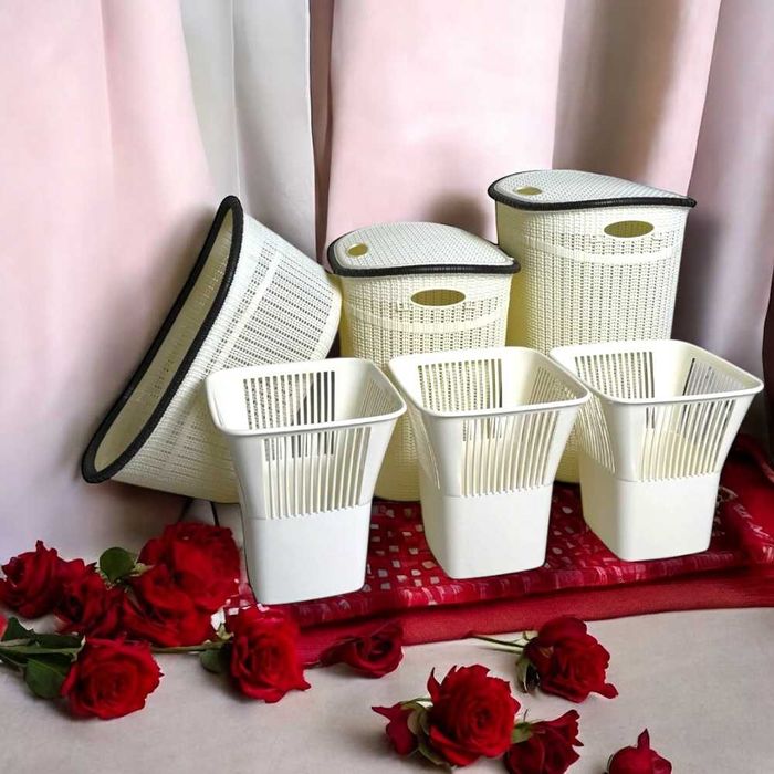 Корзина для белья — набор 30 л / 45 л / 55 л + 3 урны