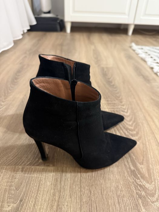 Botine stiletto piele intoarsa