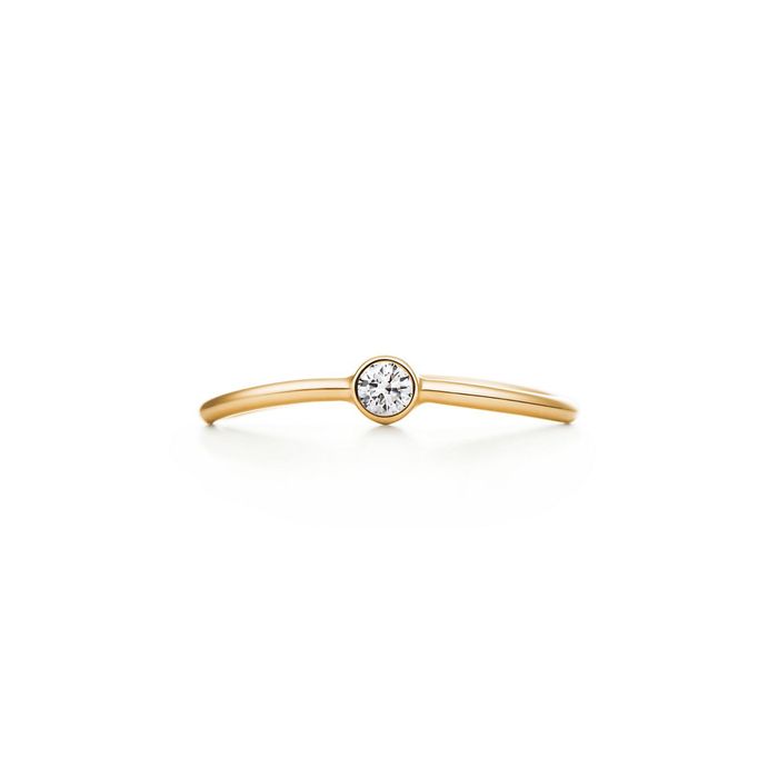 Vand inel logodna cu diamant Tiffany Wave Single Row Aur 18k NOU Original cu acte de provenienta