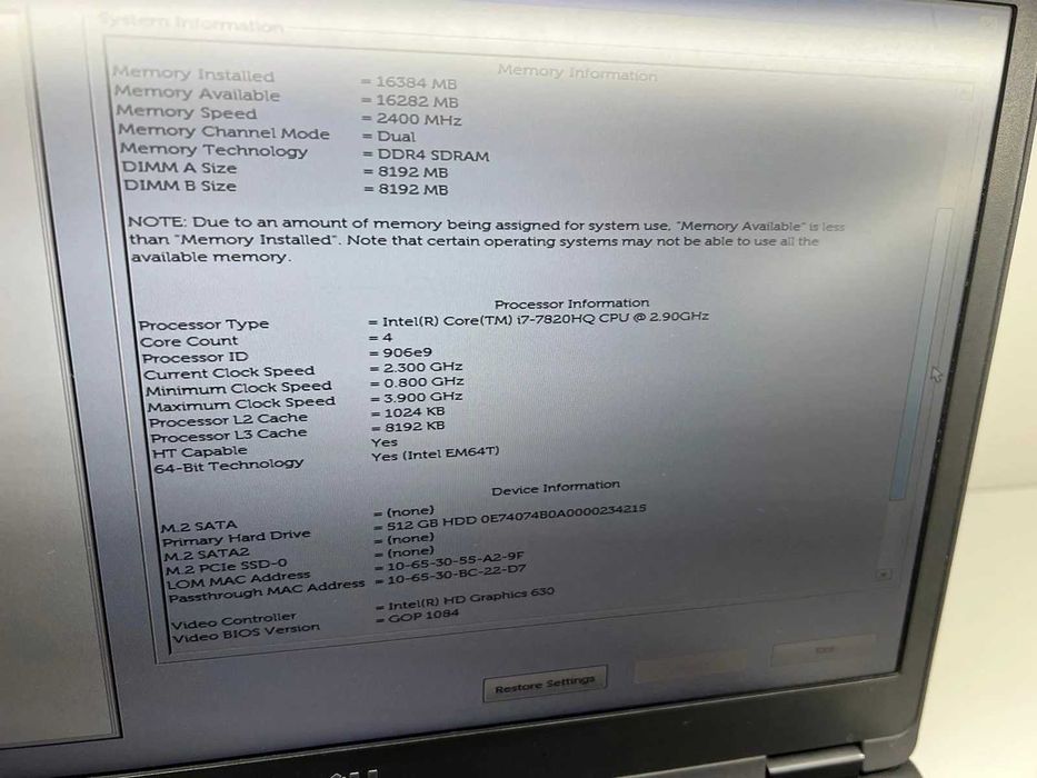 Laptop SH Dell Latitude 5480 i7-7820HQ Ram 16GB SSD 512 GB Bat NOUA