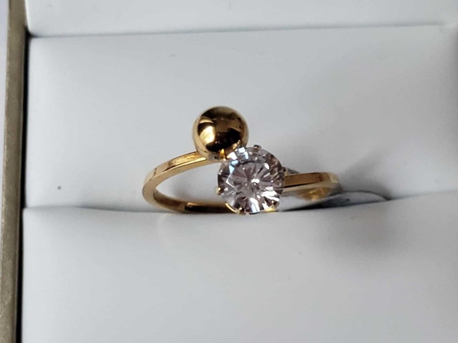 GR73,inel placat aur 14k,reglabil, zirconiu alb, ideal cadou/logodna